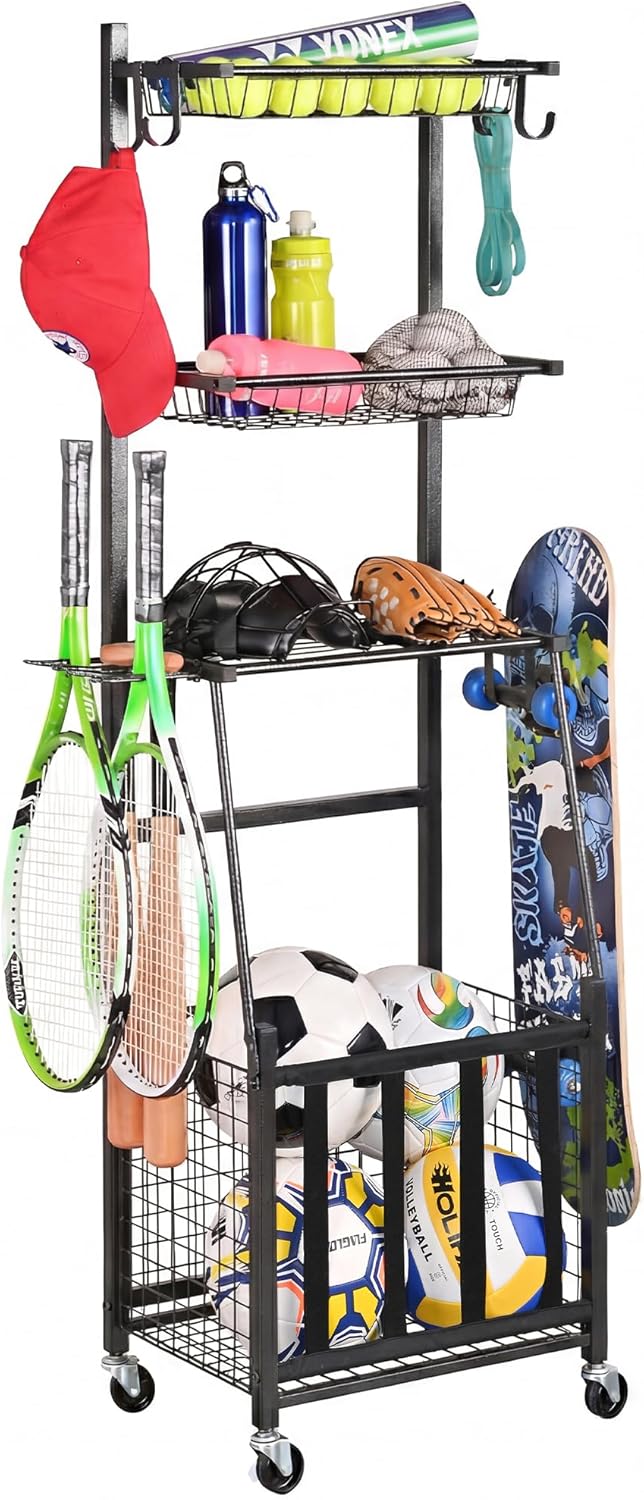 Sports Equipment Us - Sports Equipment Storage Rack with Basket