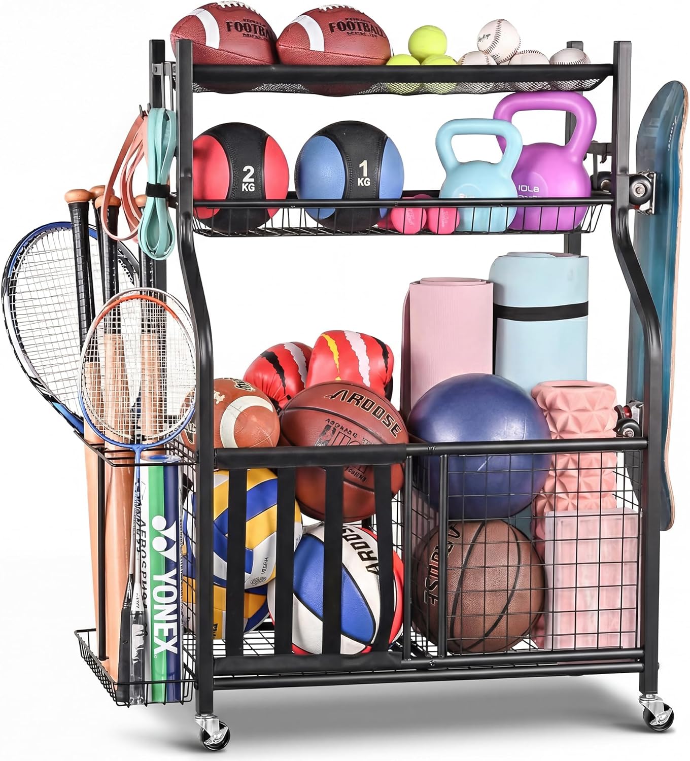 Sports Equipment Organizer - Sports Equipment Storage Rack for Garage,