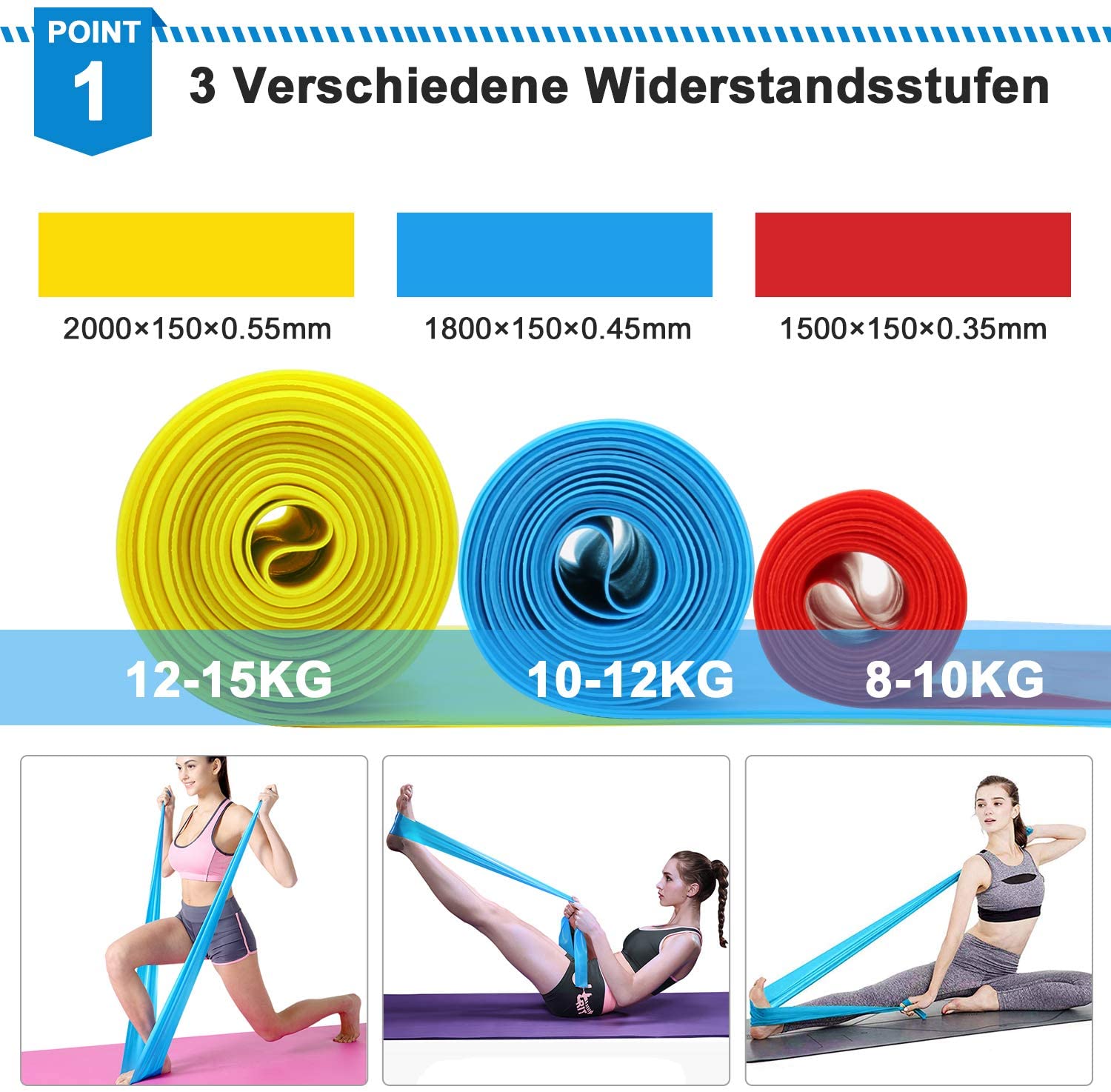 Elastic Fitness Bands 3Pcs Res - Sports Equipment Supplies avaliação e preço
