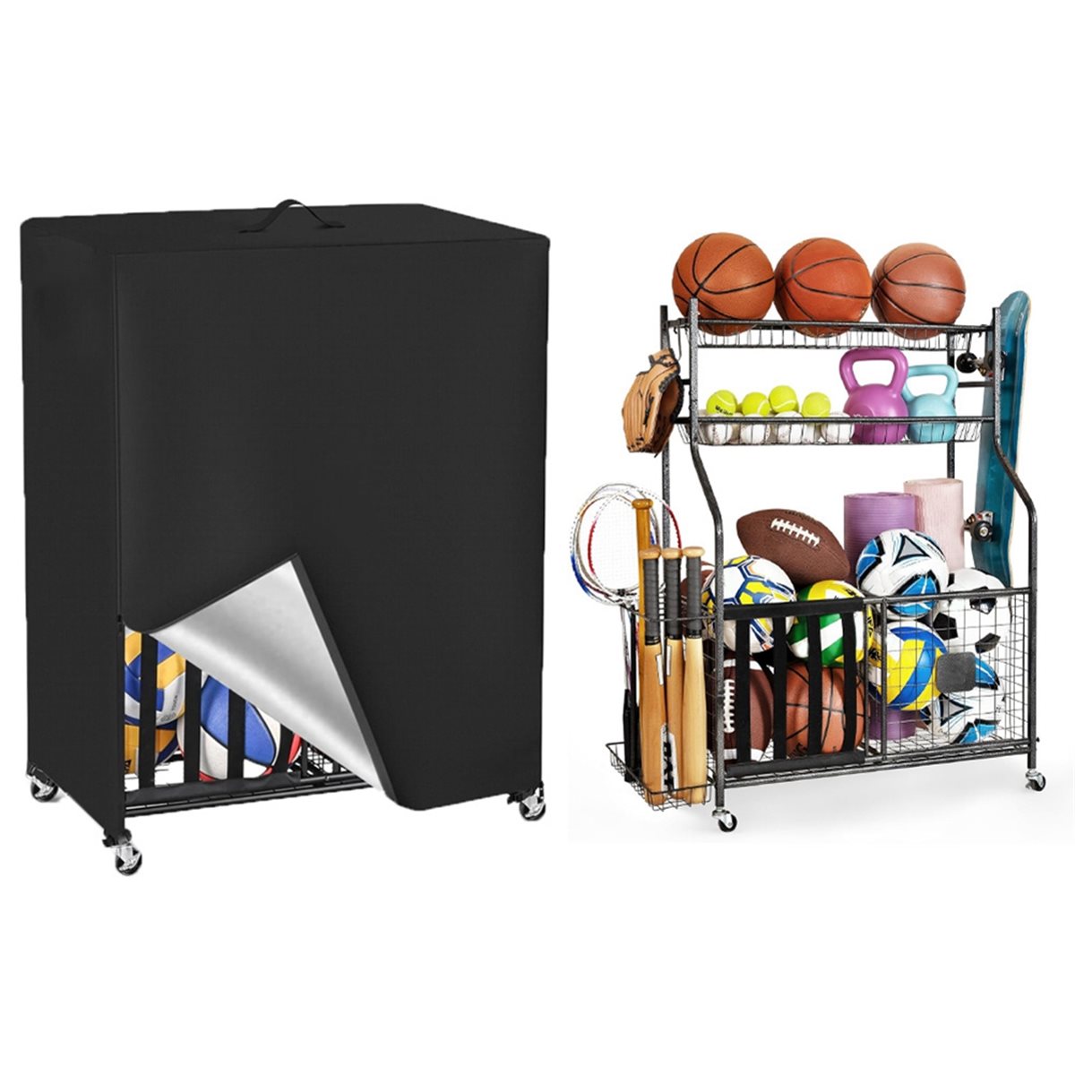 Basketball Rack Cover Garage S - Sports Equipment Organizer avaliação e preço