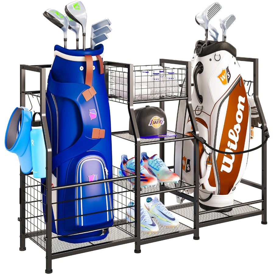 Golf Bag Stand Garage Storage  - Sports Equipment Organizer avaliação e preço