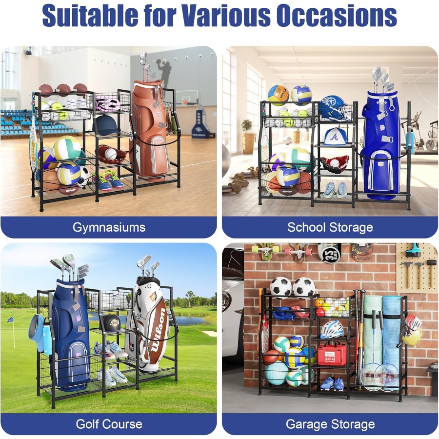 Golf Bag Stand Garage Storage  - Sports Equipment Organizer avaliação e preço