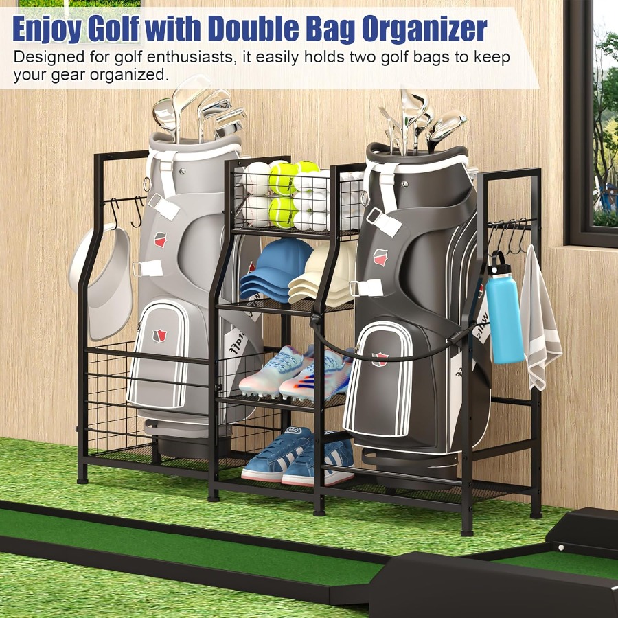 Golf Bag Stand Garage Storage  - Sports Equipment Organizer avaliação e preço