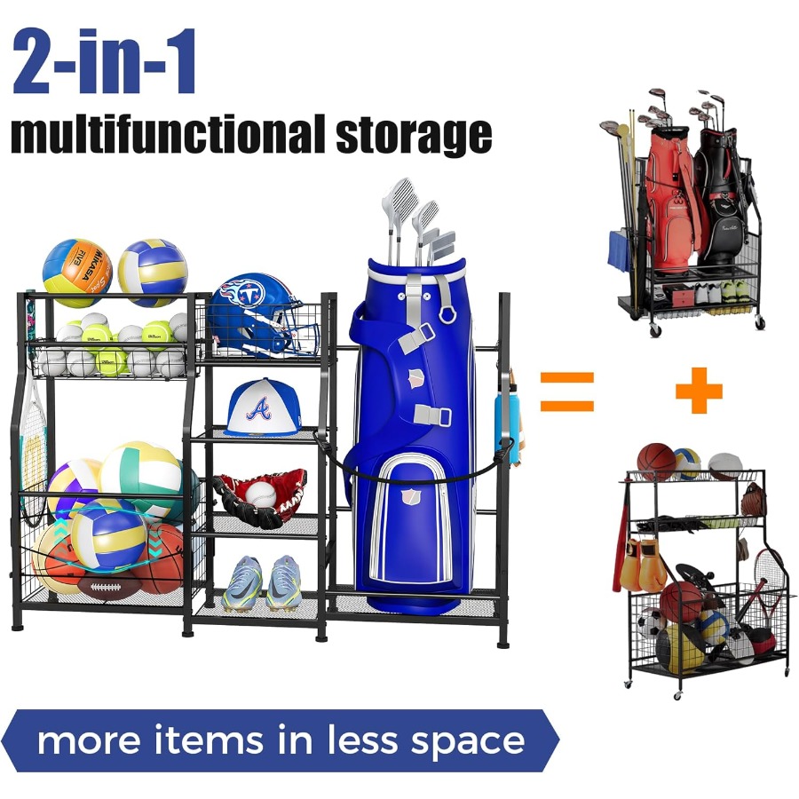 Golf Bag Stand Garage Storage  - Sports Equipment Organizer avaliação e preço