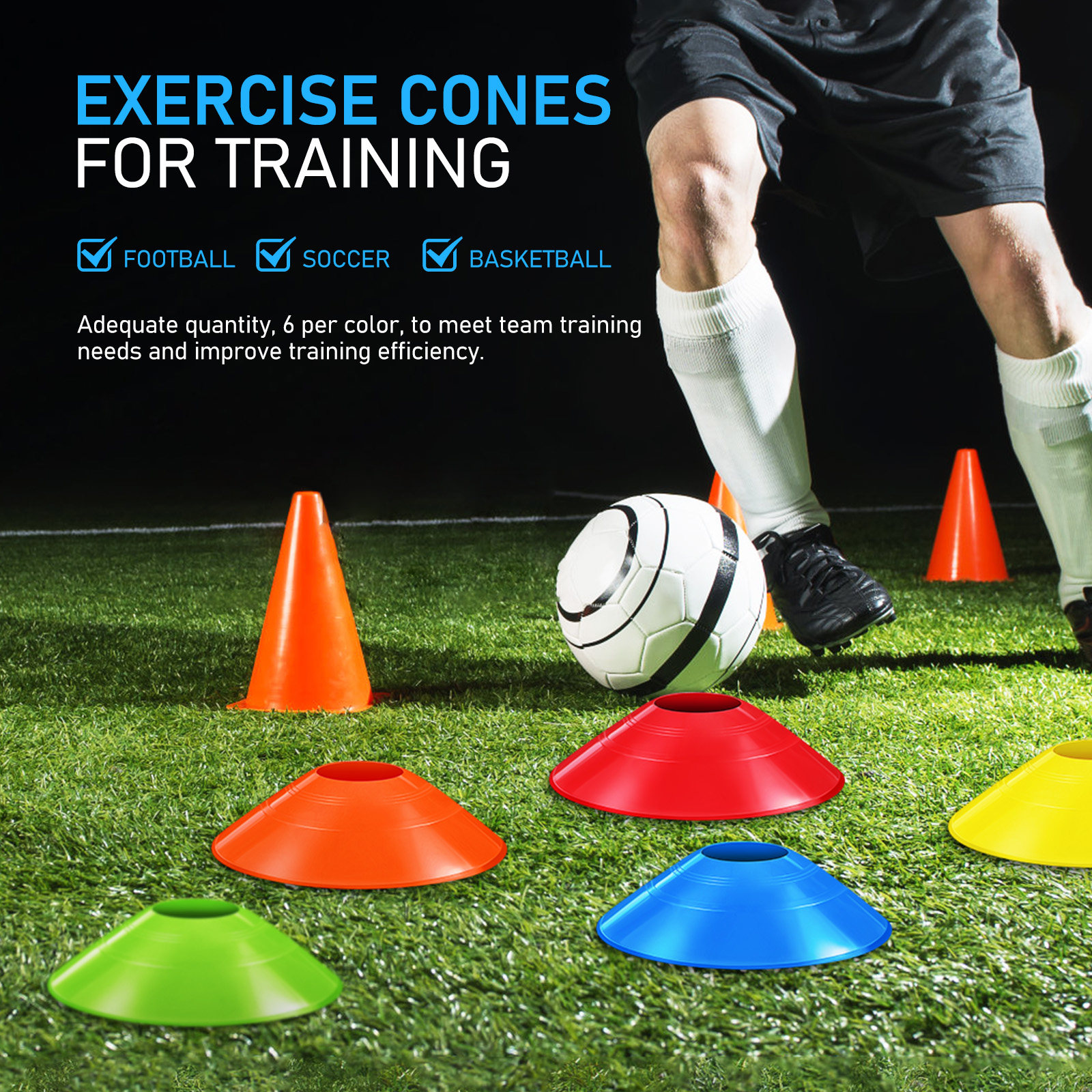 30Pcs Soccer Training Cones Co - Sports Equipment Basketball avaliação e preço