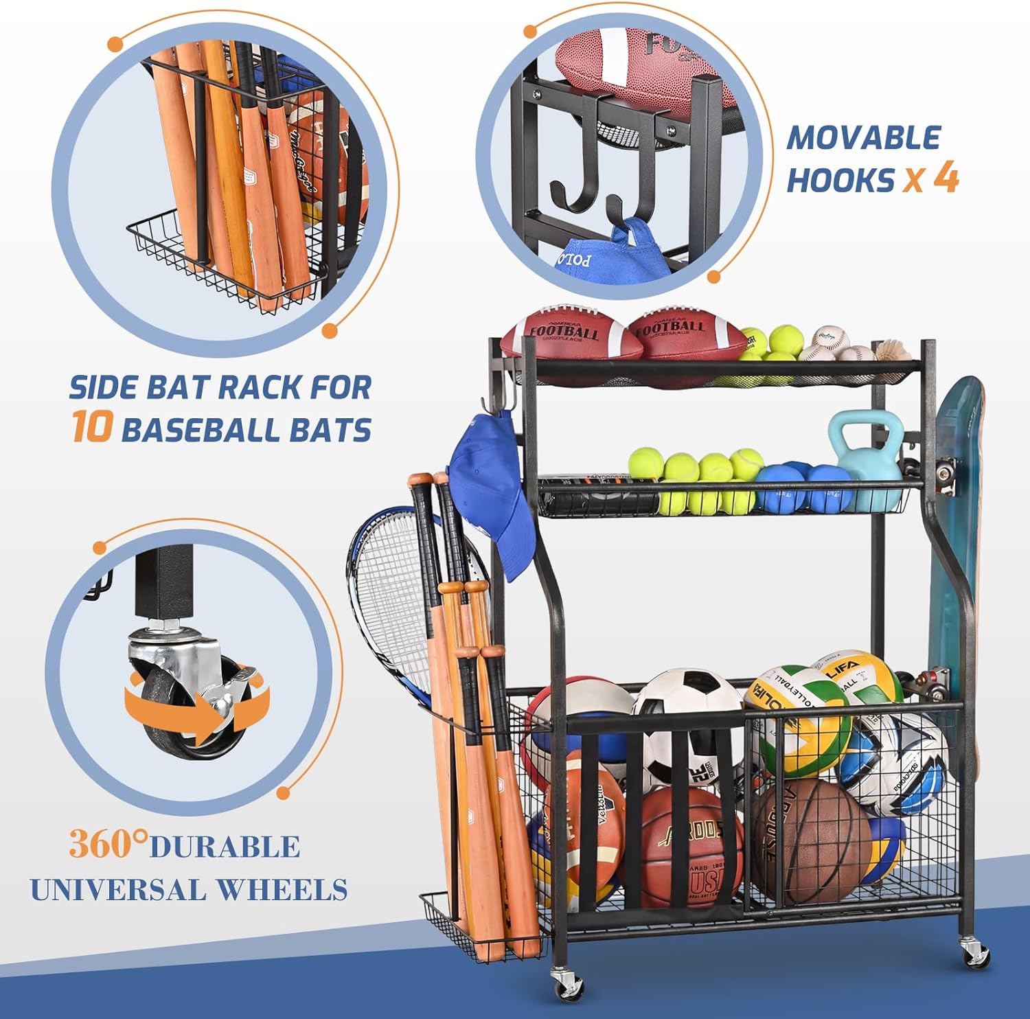 Sports Equipment Storage Rack  - Sports Equipment Organizer avaliação e preço